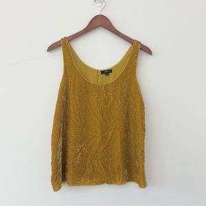 J. Crew Crushed Velvet Yellow Gold Loose Scoop Neck Tank Top Blouse 4